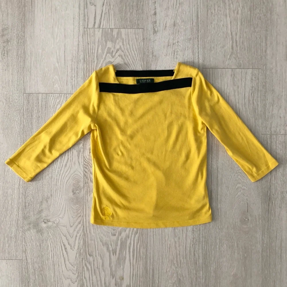 Lauren Ralph Lauren Vintage Yellow/Black Boat Neck Blouse - Picture 16 of 16